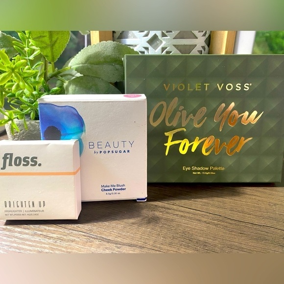 🆕 3 PC Popsugar Cheek, Violet Voss Eye Palette & Floss Highlighter Lot NEW - Picture 1 of 6